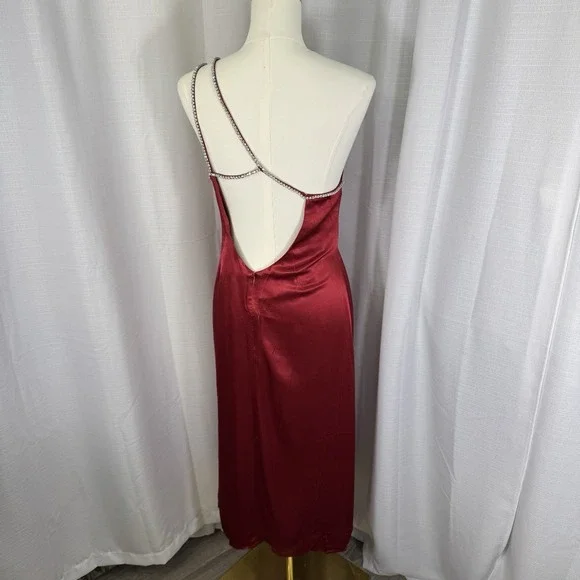 NEW For Love And Lemons Elora Midi Slip Dress Red M Evening Party Slit Holiday - Picture 6 of 16